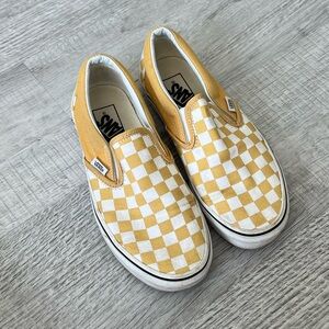 Vans Classic Slip-On Checkerboard Shoes (Golden Glow)